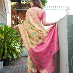 Woven Design Zari Organza Patola Saree With Blouse Piece