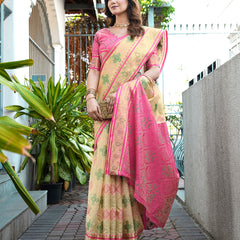 Woven Design Zari Organza Patola Saree With Blouse Piece