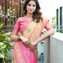 Woven Design Zari Organza Patola Saree With Blouse Piece