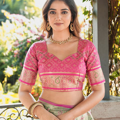 Woven Design Zari Organza Patola Saree With Blouse Piece