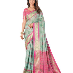 Woven Design Zari Organza Patola Saree With Blouse Piece