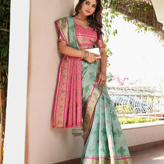 Woven Design Zari Organza Patola Saree With Blouse Piece