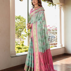 Woven Design Zari Organza Patola Saree With Blouse Piece