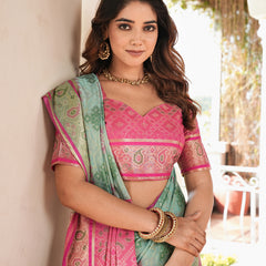 Woven Design Zari Organza Patola Saree With Blouse Piece