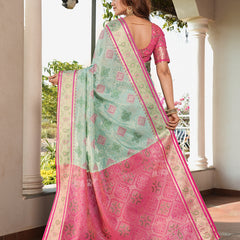 Woven Design Zari Organza Patola Saree With Blouse Piece