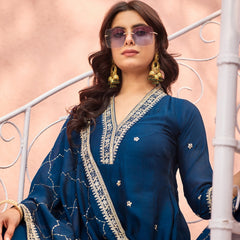 Women's Silk Kurta Pant Set with Silk Dupatta