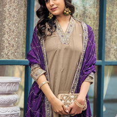 Women's Silk Kurta Pant Set with Silk Dupatta