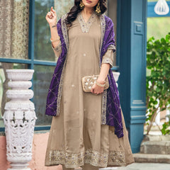 Women's Silk Kurta Pant Set with Silk Dupatta