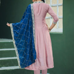 Women’s Vichitra Silk Embroidered Kurta With Bottom & Dupatta Set
