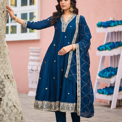 Women's Silk Kurta Pant Set with Silk Dupatta