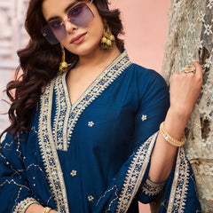 Women's Silk Kurta Pant Set with Silk Dupatta