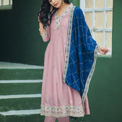 Women’s Vichitra Silk Embroidered Kurta With Bottom & Dupatta Set