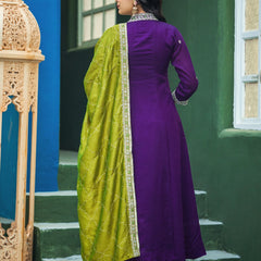 Women's Silk Kurta Pant Set with Silk Dupatta
