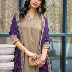 Women's Silk Kurta Pant Set with Silk Dupatta