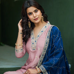 Women's Silk Kurta Pant Set with Silk Dupatta