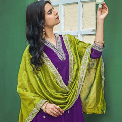 Women's Silk Kurta Pant Set with Silk Dupatta