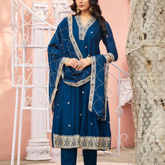 Women's Silk Kurta Pant Set with Silk Dupatta