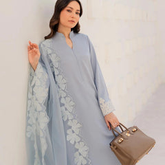 Chanderi Silk Kurta Set With Embroidered Organza Dupatta