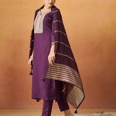 Parampara Kurta Pant Set With Jacquard Dupatta