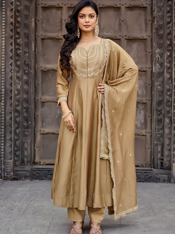 Vichitra Silk Embroidered Kurta Pant with Dupatta Set