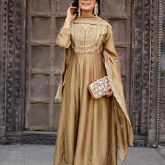 Vichitra Silk Embroidered Kurta Pant with Dupatta Set