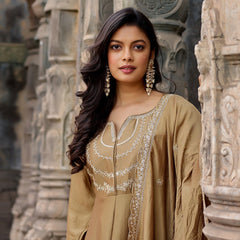 Vichitra Silk Embroidered Kurta Pant with Dupatta Set