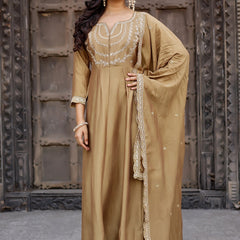 Vichitra Silk Embroidered Kurta Pant with Dupatta Set
