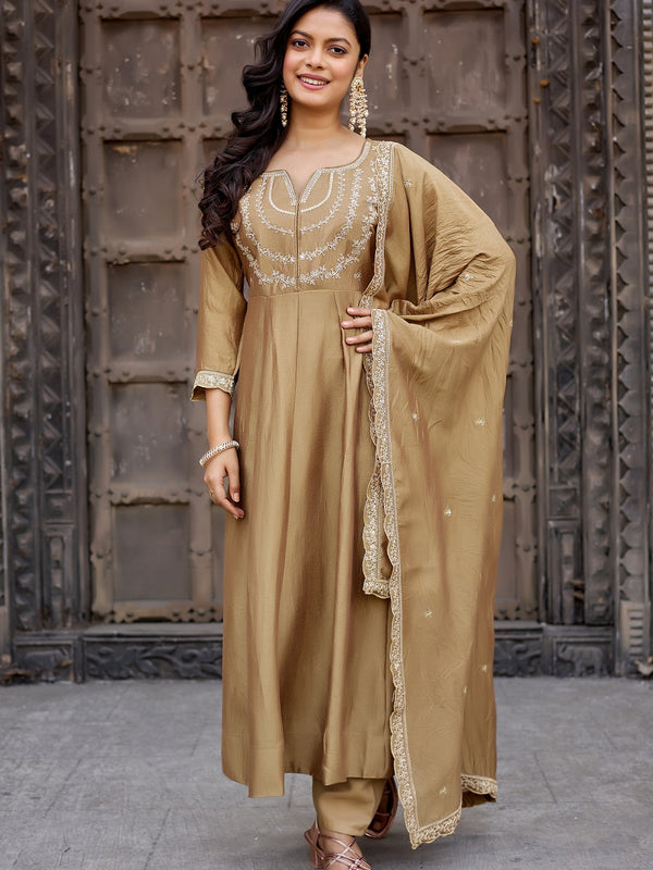 Vichitra Silk Embroidered Kurta Pant with Dupatta Set