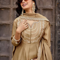 Vichitra Silk Embroidered Kurta Pant with Dupatta Set
