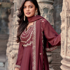 Vichitra Silk Embroidered Kurta Pant with Dupatta Set