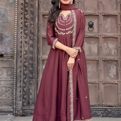 Vichitra Silk Embroidered Kurta Pant with Dupatta Set