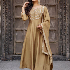 Vichitra Silk Embroidered Kurta Pant with Dupatta Set