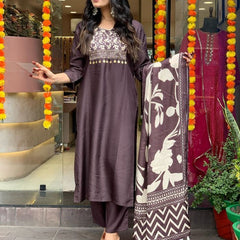 Morlo Rust Parampara Kurta Pant Set wWith Mal Dupatta