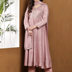 Vichitra Silk Kurta Pant Set With Vichitra Silk Dupatta