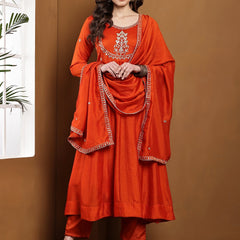 Vichitra Silk Kurta Pant Set With Vichitra Silk Dupatta