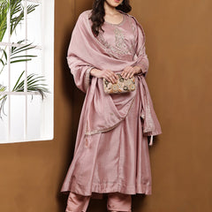 Vichitra Silk Kurta Pant Set With Vichitra Silk Dupatta