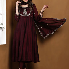 Vichitra Silk Kurta Pant Set With Vichitra Silk Dupatta