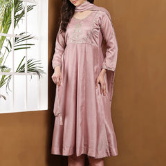 Vichitra Silk Kurta Pant Set With Vichitra Silk Dupatta