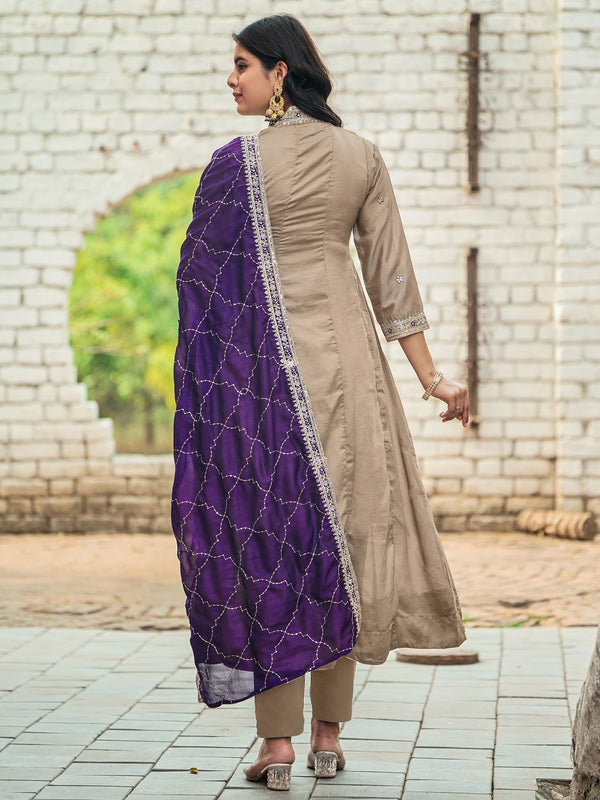 Women's Silk Kurta Pant Set with Silk Dupatta