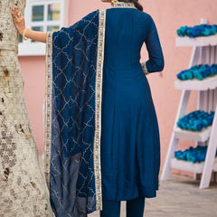 Women's Silk Kurta Pant Set with Silk Dupatta