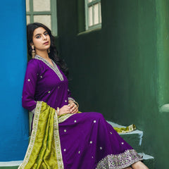 Women's Silk Kurta Pant Set with Silk Dupatta