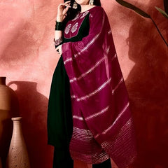 Silk Blend Kurta Pant Set With Jacquard Dupatta