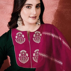 Silk Blend Kurta Pant Set With Jacquard Dupatta