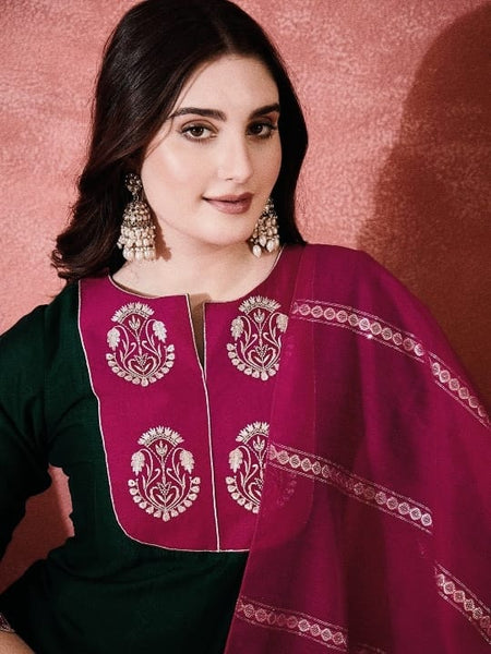 Silk Blend Kurta Pant Set With Jacquard Dupatta