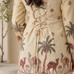 Women’s Off-White Cotton Kalamkari Printed Tunic