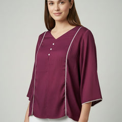 Women’s Fancy Purple Delta Silk Solid Top