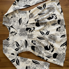 Women’s White-Black Cotton Printed Flared Kurti
