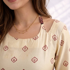 Women’s Off-White Cotton Kalamkari Print Tunic