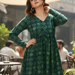 Casual Girls V-Neck Printed Tunic Top