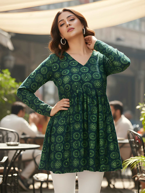 Casual Girls V-Neck Printed Tunic Top